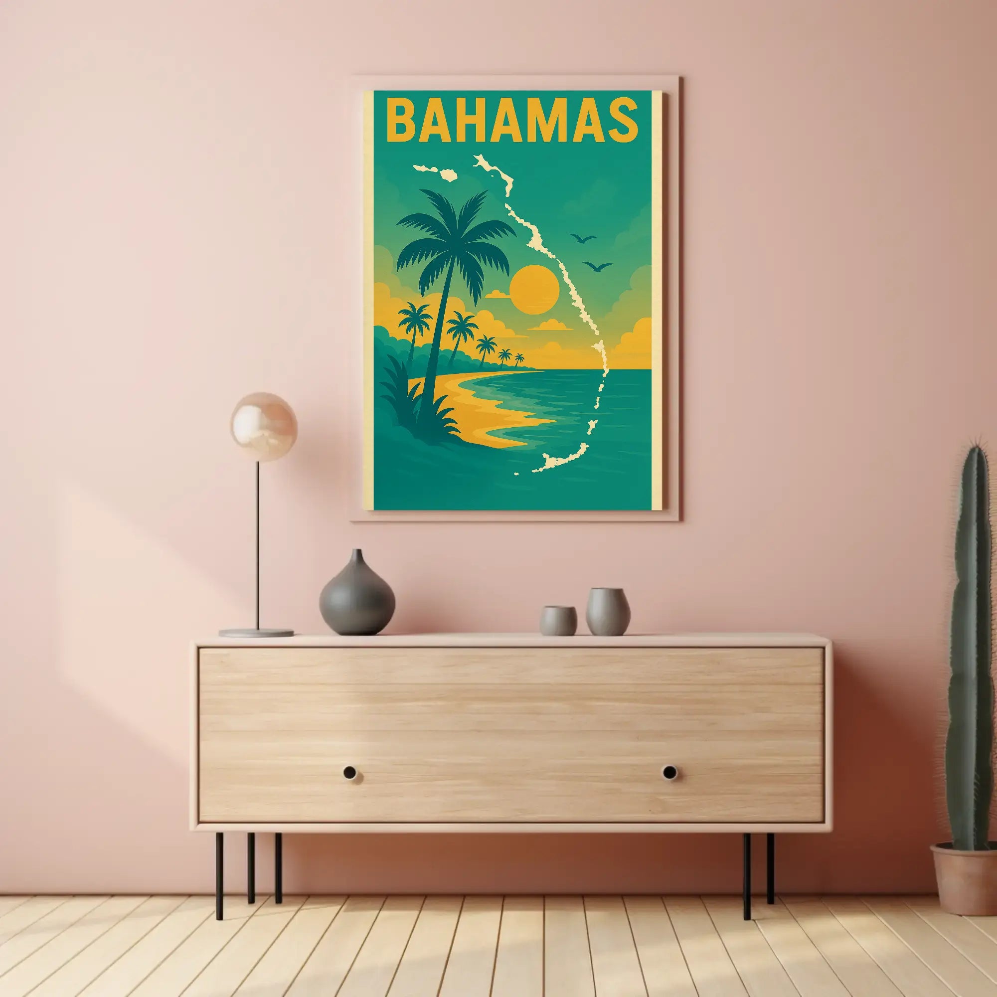 Bahamas Tropical Sunset Travel Poster PosterGoat