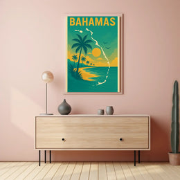 Bahamas Tropical Sunset Travel Poster PosterGoat