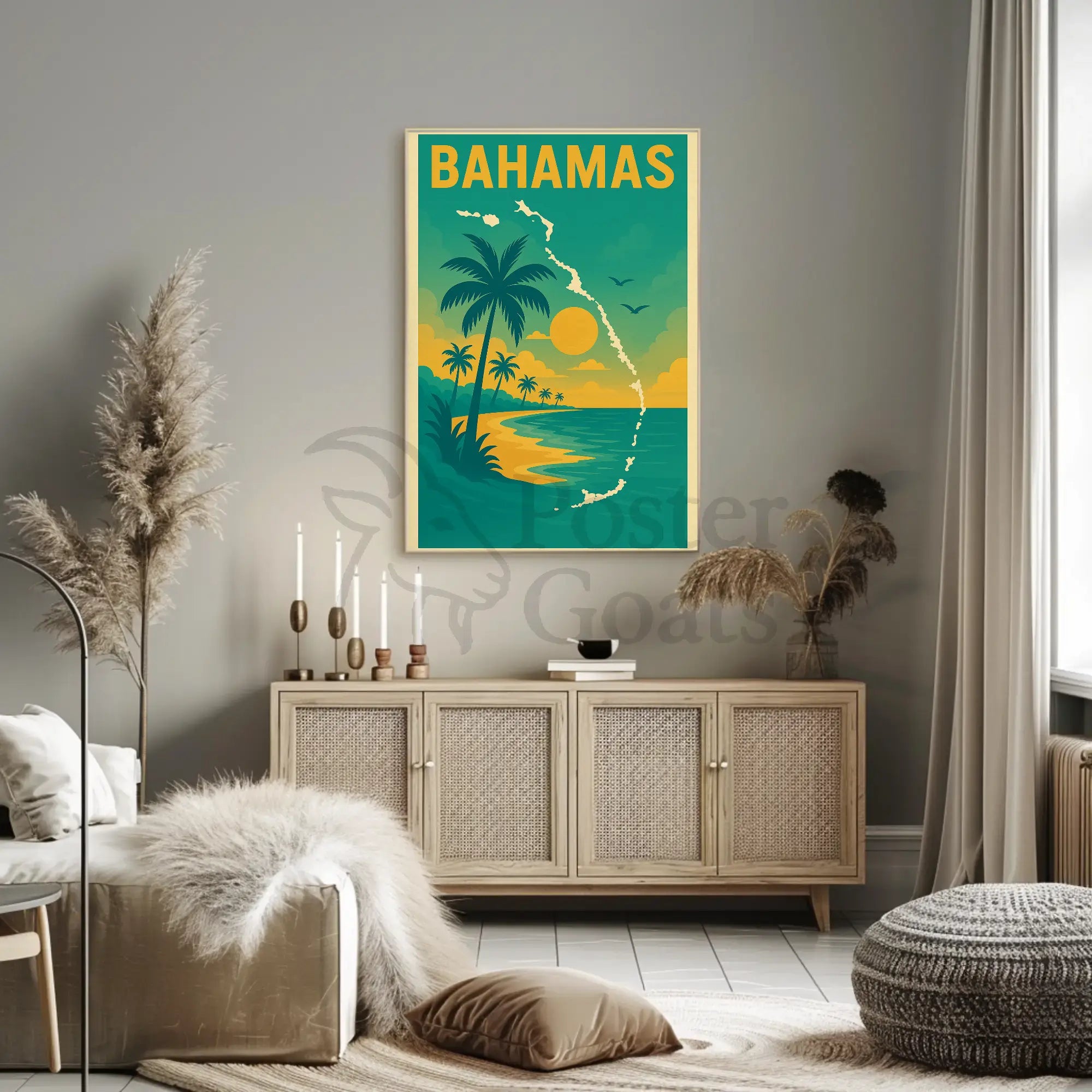Bahamas Tropical Sunset Travel Poster PosterGoat