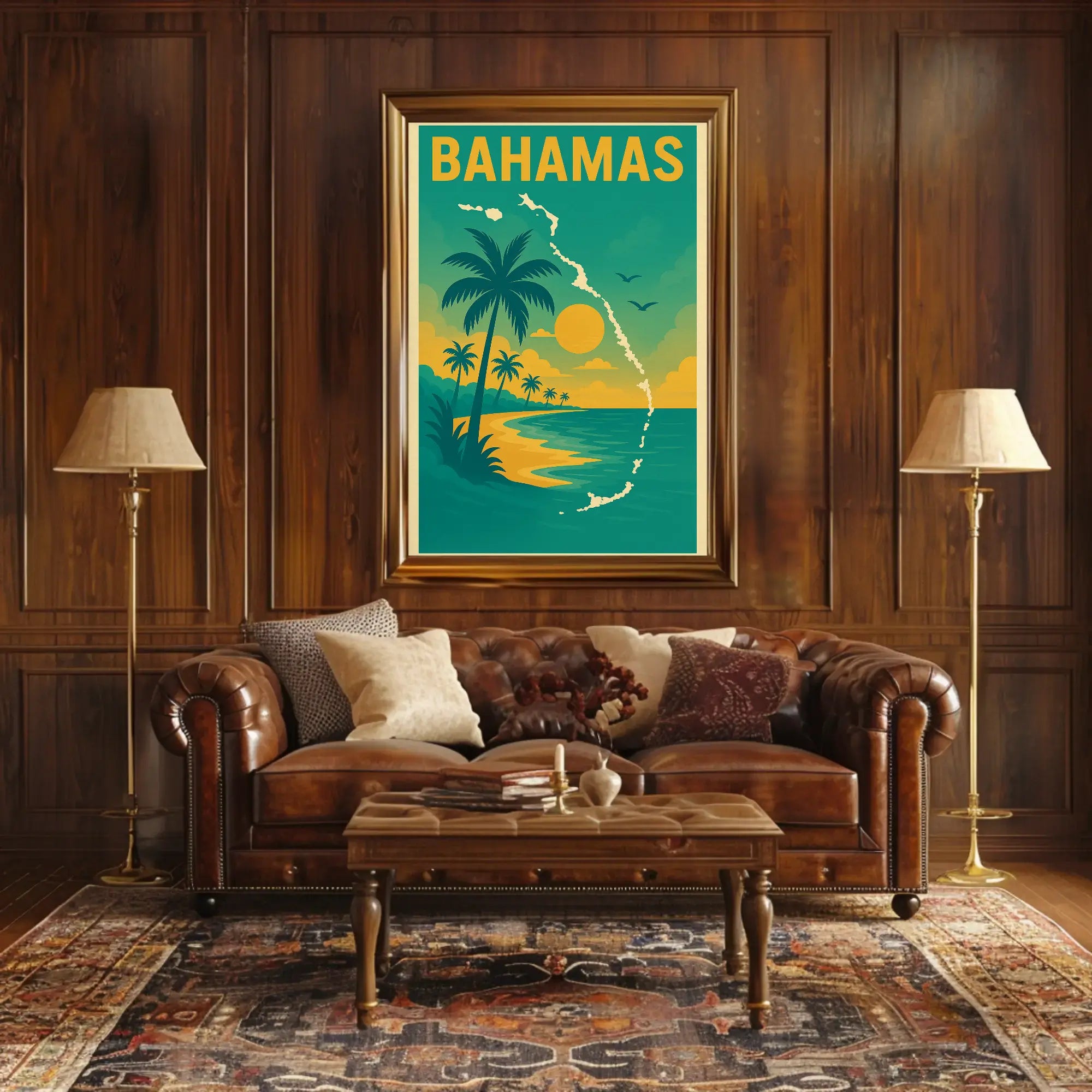 Bahamas Tropical Sunset Travel Poster PosterGoat