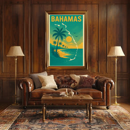 Bahamas Tropical Sunset Travel Poster PosterGoat