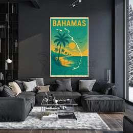 Bahamas Tropical Sunset Travel Poster PosterGoat
