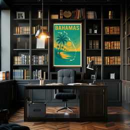 Bahamas Tropical Sunset Travel Poster PosterGoat