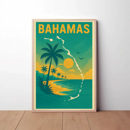 Bahamas Tropical Sunset Travel Poster PosterGoat