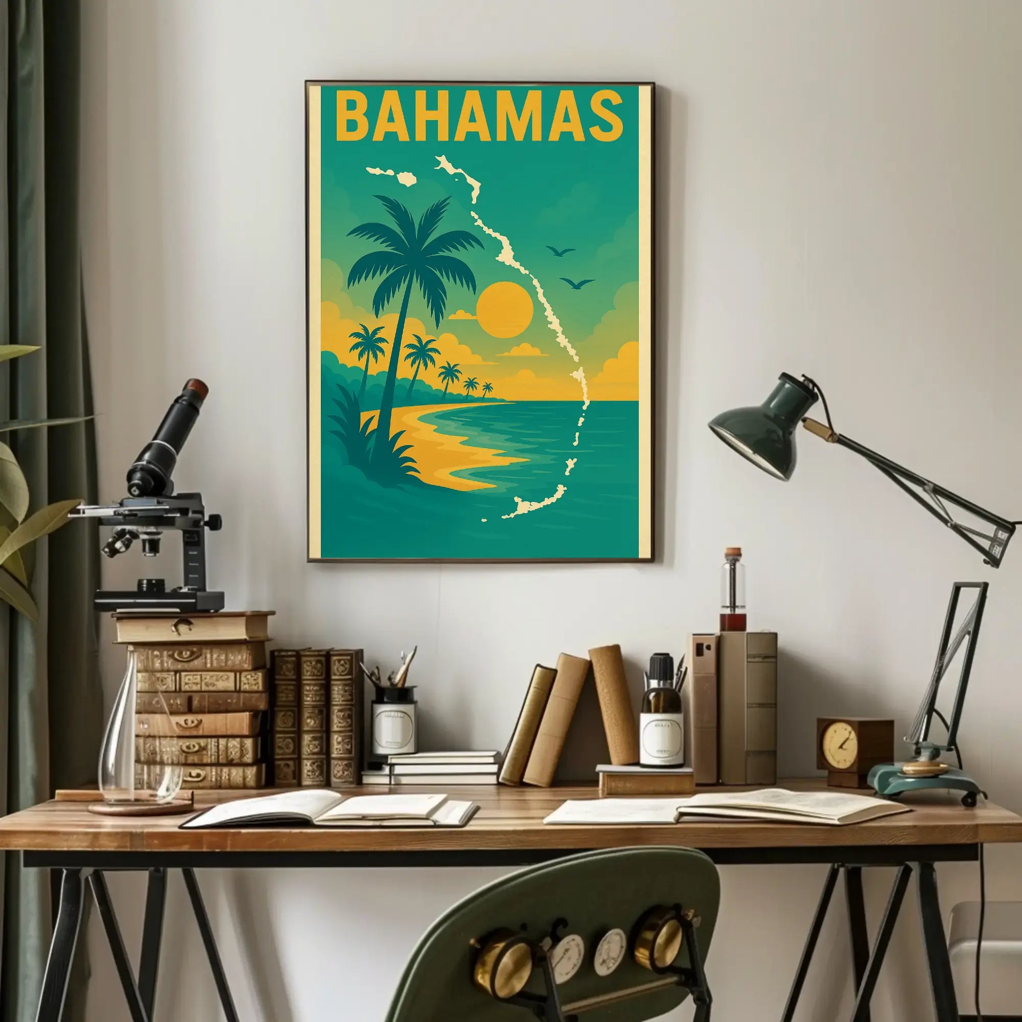 Bahamas Tropical Sunset Travel Poster PosterGoat