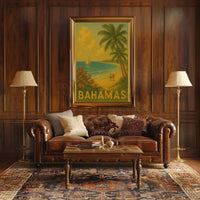 Bahamas Vintage Travel Beach Scene Poster PosterGoat