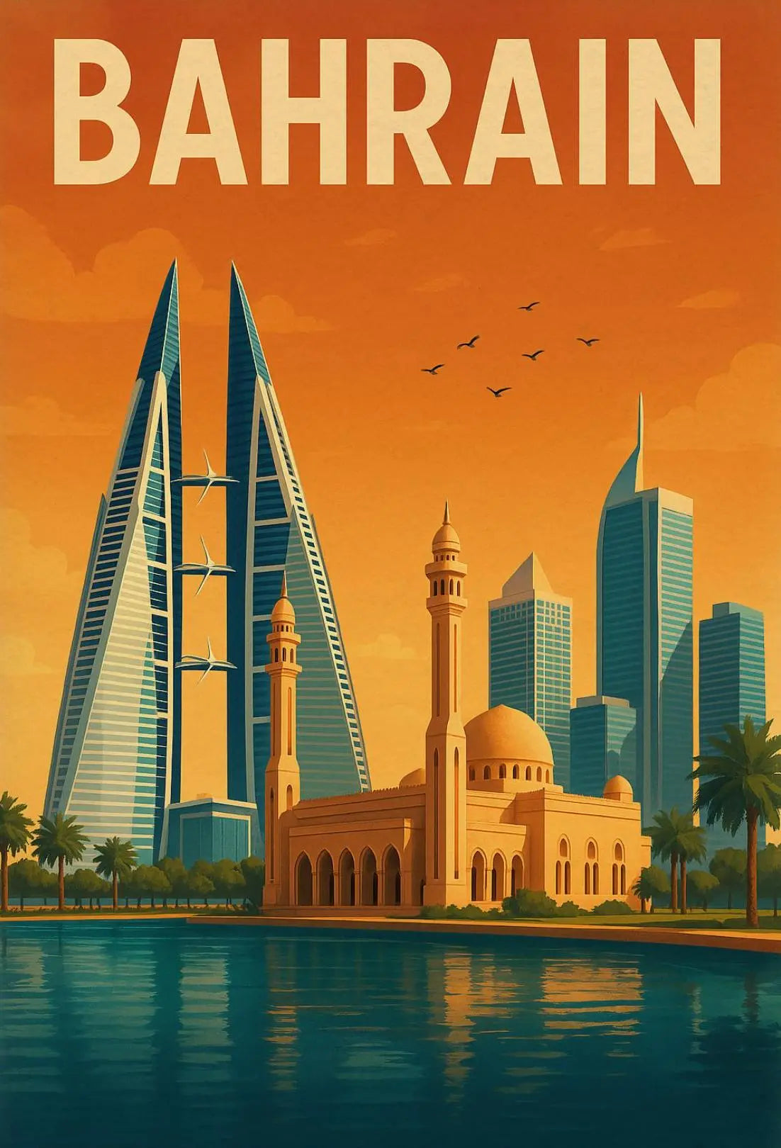 Bahrain Heritage Meets Modernity Travel Poster PosterGoat