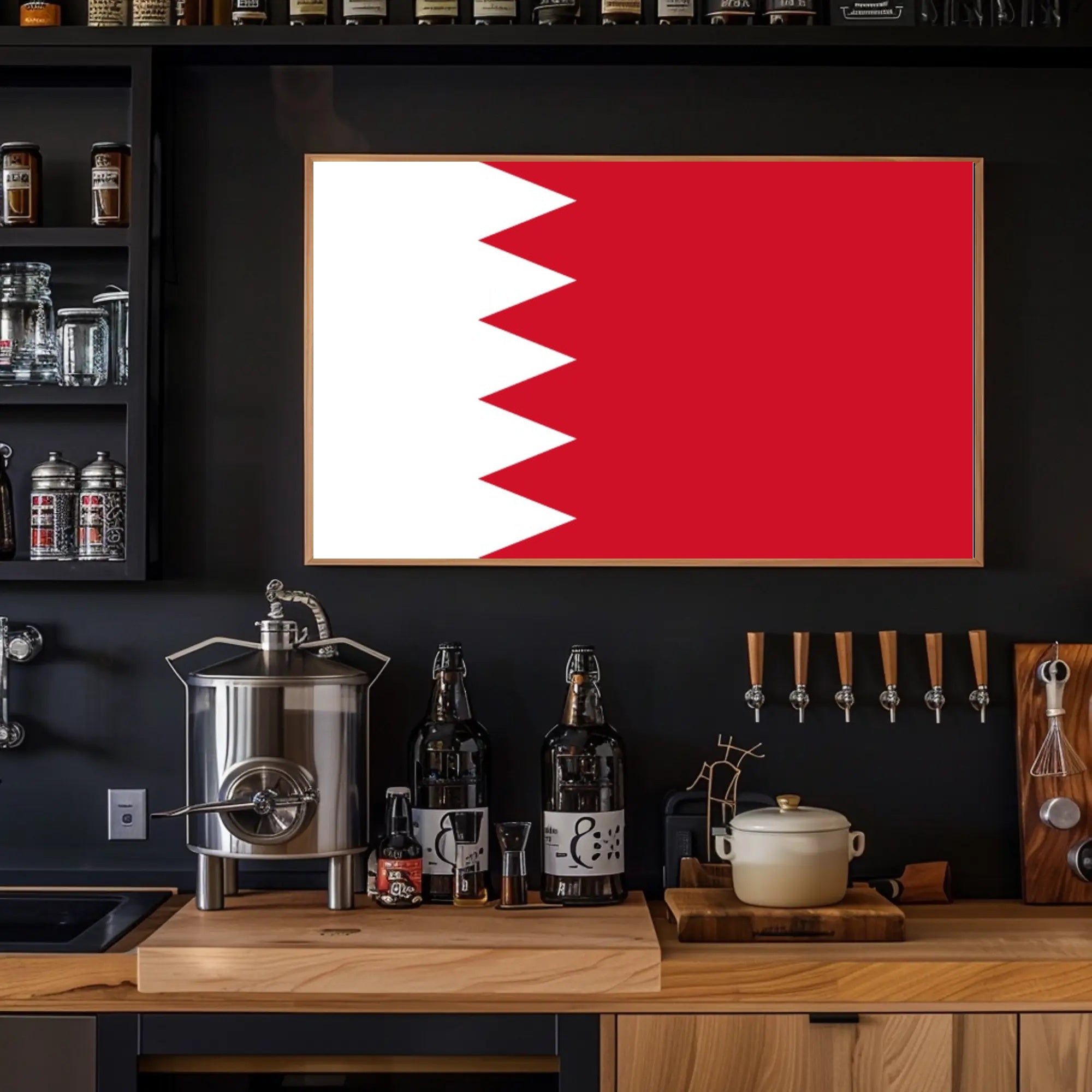 Bahrain National Flag Modern Patriotic Country Flag Poster PosterGoat