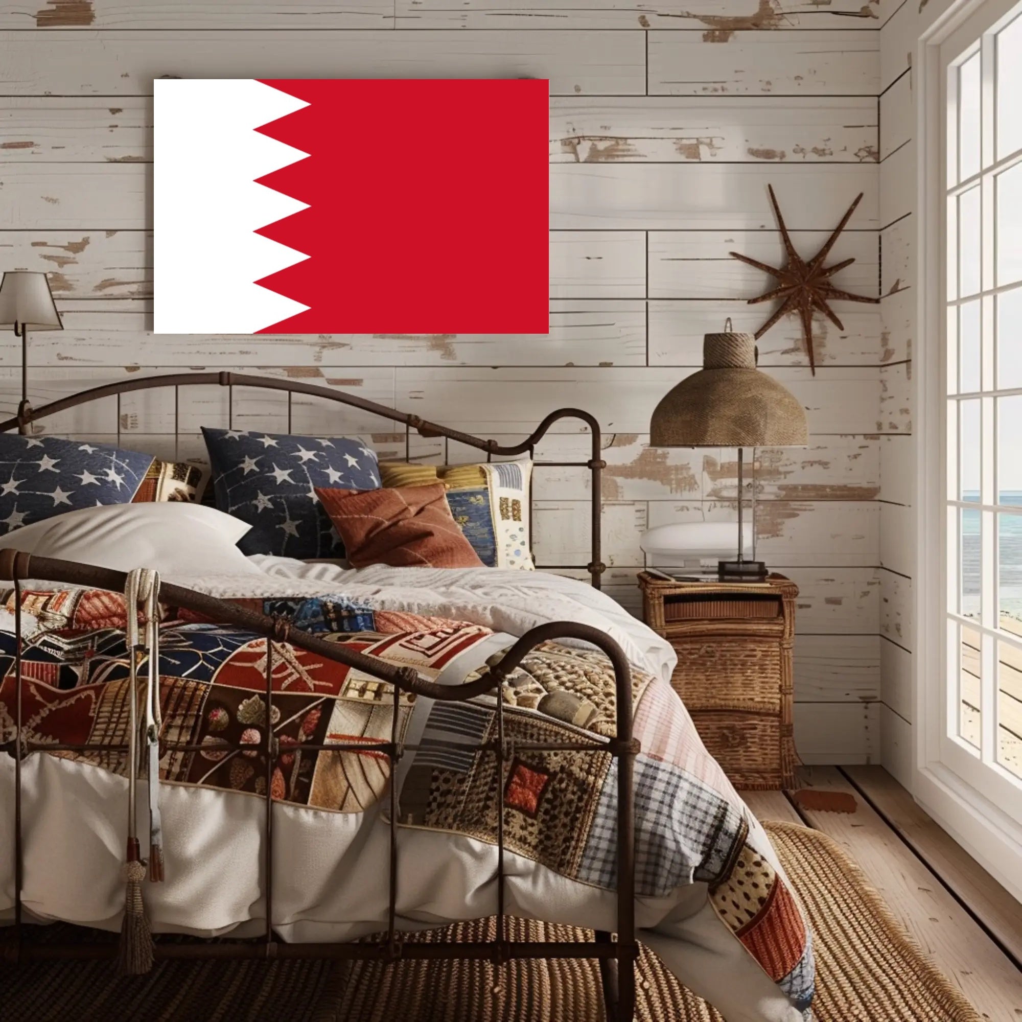 Bahrain National Flag Modern Patriotic Country Flag Poster PosterGoat