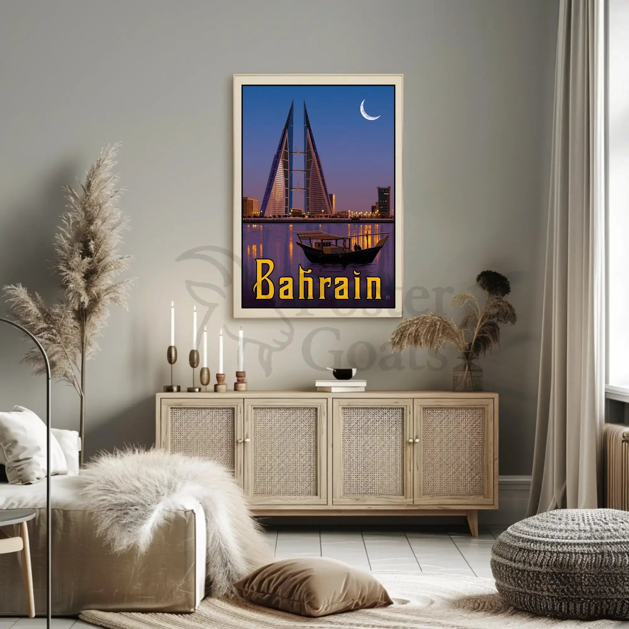 Bahrain's Blend of Tradition and Modernization Travel Poster PosterGoat