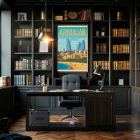 Baku Flame Towers Modern Travel Poster PosterGoat