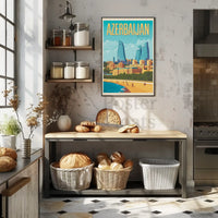 Baku Flame Towers Modern Travel Poster PosterGoat
