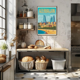 Baku Flame Towers Modern Travel Poster PosterGoat