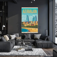 Baku Flame Towers Modern Travel Poster PosterGoat