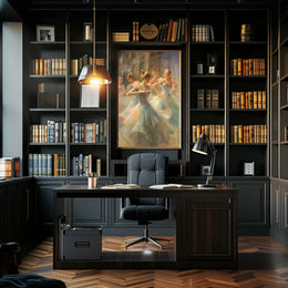 Ballet Dancers in Motion Impressionistic Artistic Poster PosterGoat