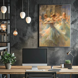 Ballet Dancers in Motion Impressionistic Artistic Poster PosterGoat