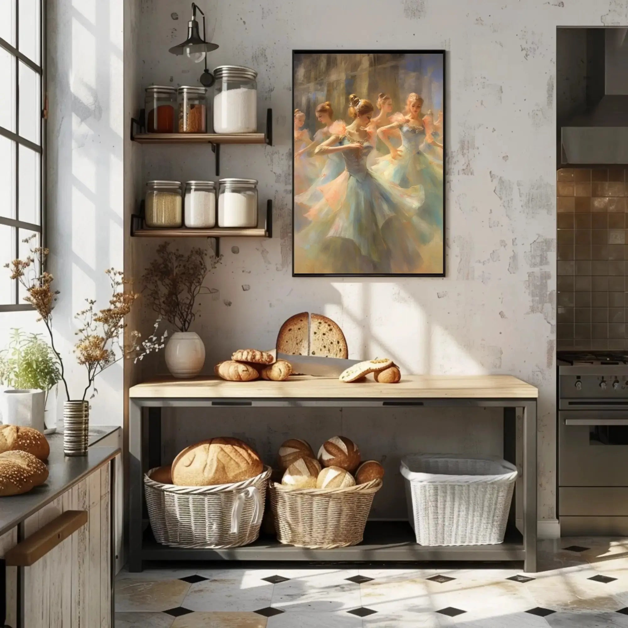 Ballet Dancers in Motion Impressionistic Artistic Poster PosterGoat