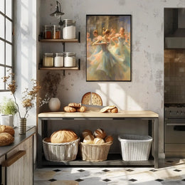 Ballet Dancers in Motion Impressionistic Artistic Poster PosterGoat