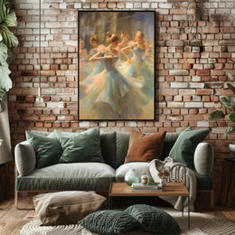 Ballet Dancers in Motion Impressionistic Artistic Poster PosterGoat