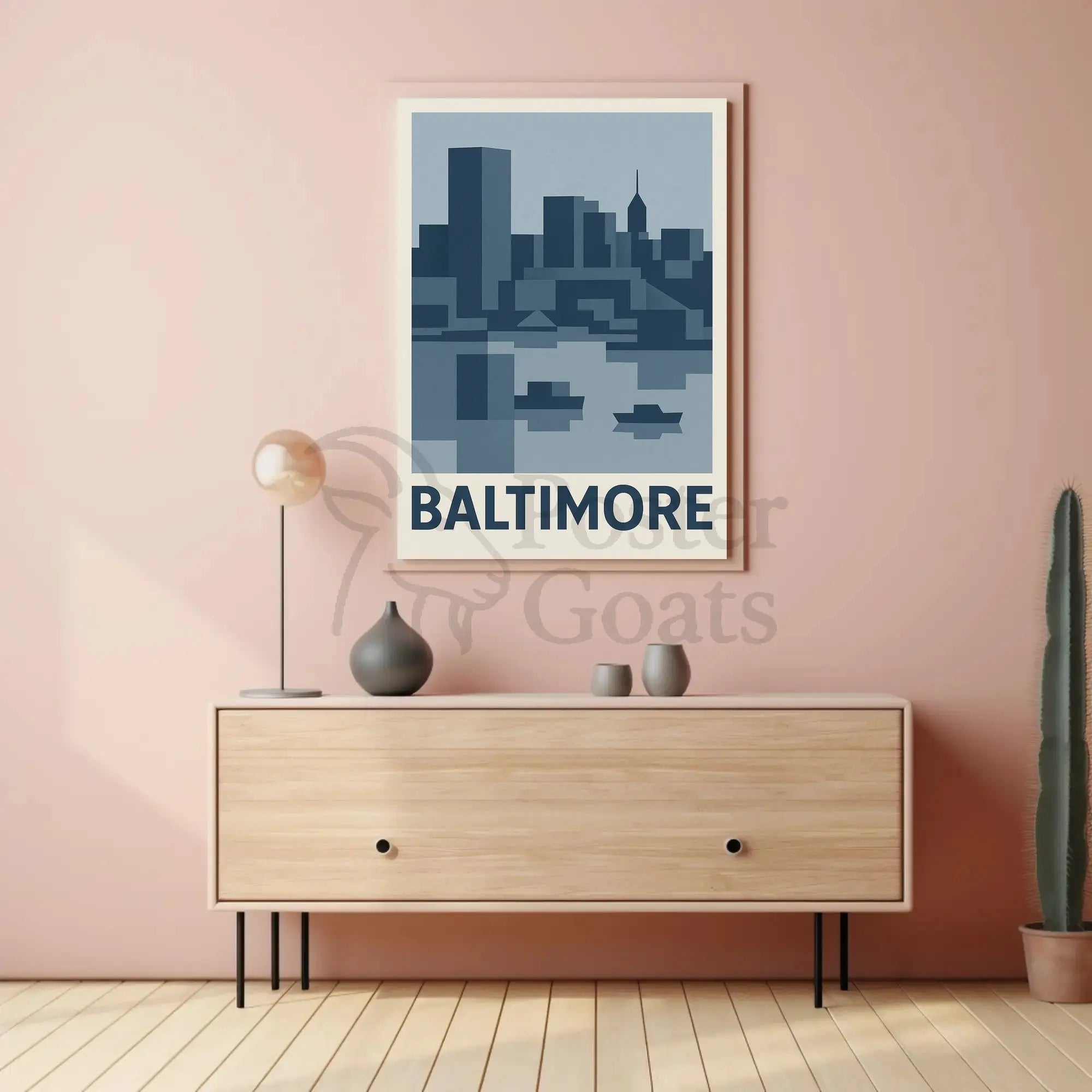 Baltimore Cityscape Modern Art Abstract, Artistic, or Pop Culture Poster PosterGoat