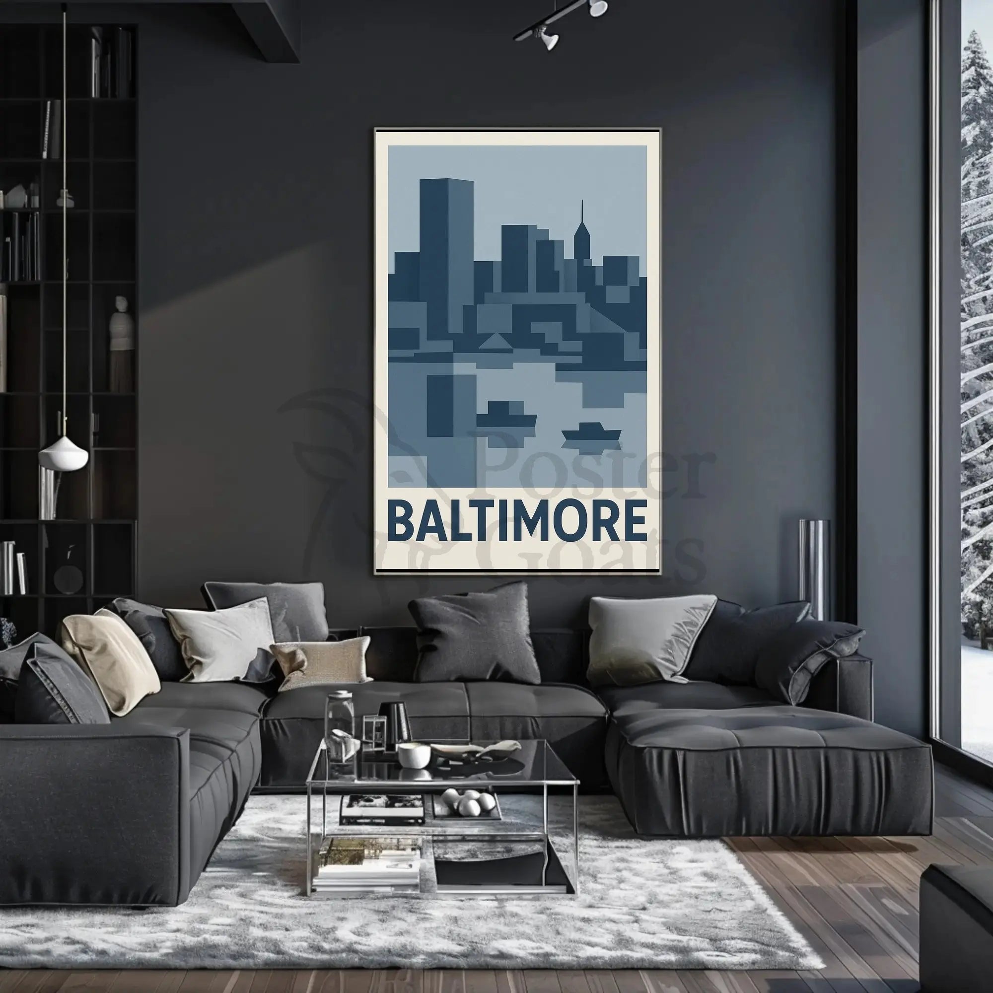 Baltimore Cityscape Modern Art Abstract, Artistic, or Pop Culture Poster PosterGoat