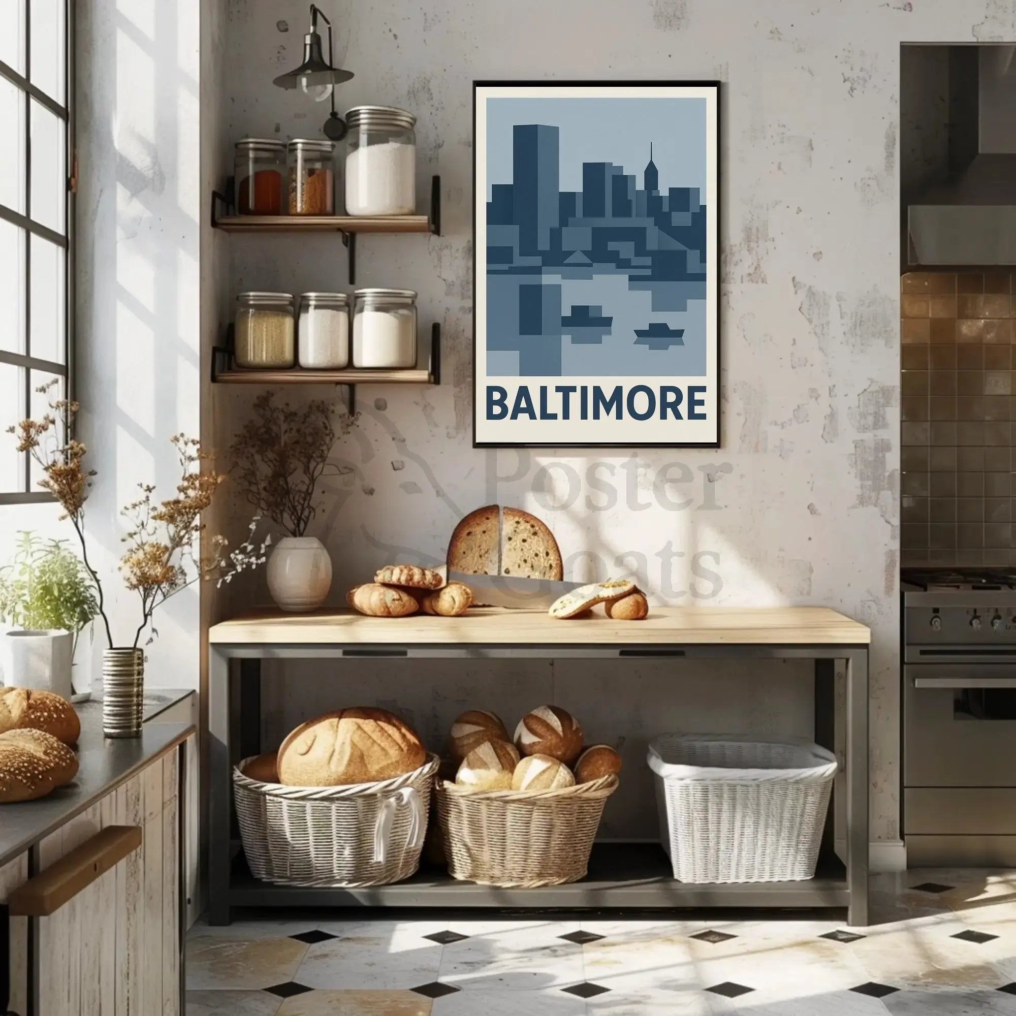 Baltimore Cityscape Modern Art Abstract, Artistic, or Pop Culture Poster PosterGoat