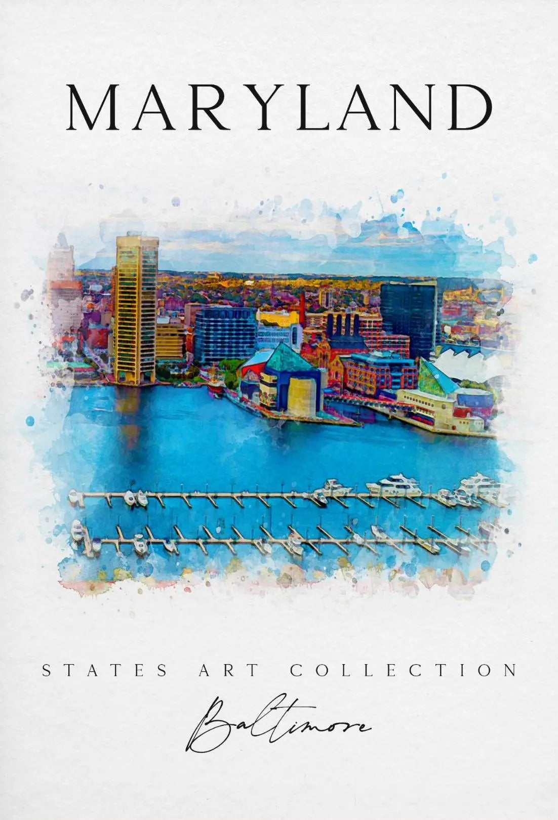 Baltimore Harbor Scenic Artistic Travel Poster PosterGoat