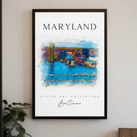 Baltimore Harbor Scenic Artistic Travel Poster PosterGoat