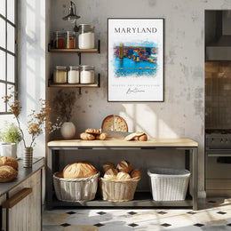 Baltimore Harbor Scenic Artistic Travel Poster PosterGoat