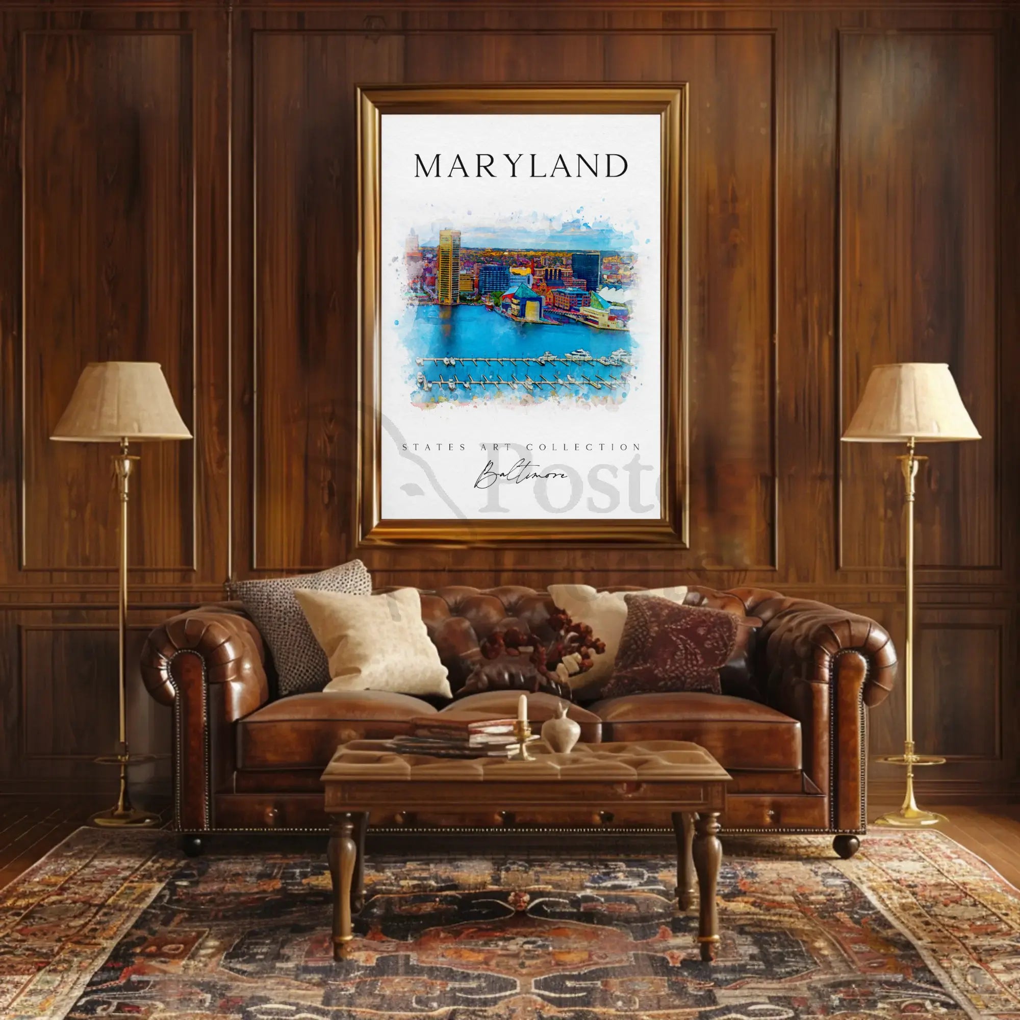 Baltimore Harbor Scenic Artistic Travel Poster PosterGoat