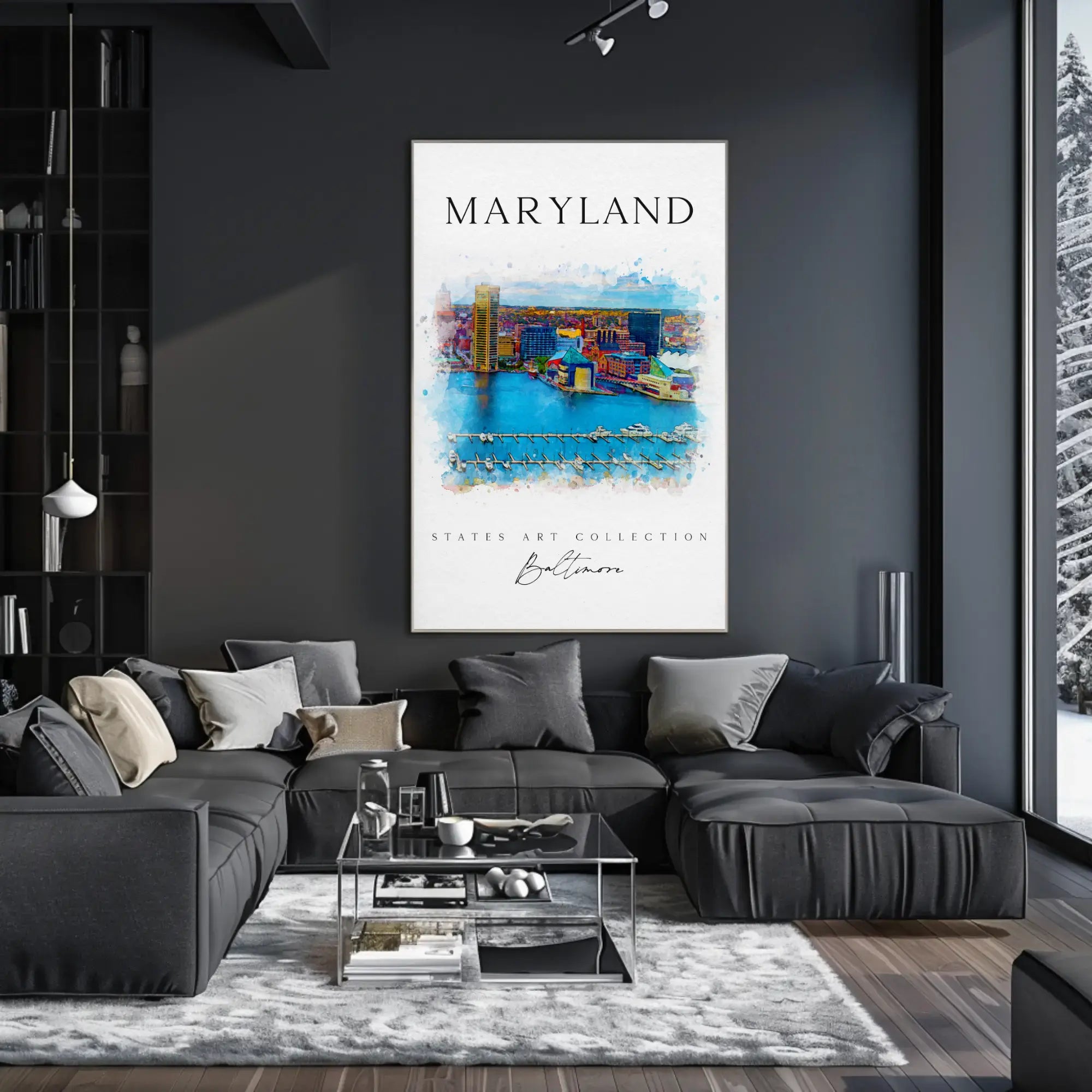 Baltimore Harbor Scenic Artistic Travel Poster PosterGoat
