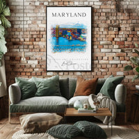 Baltimore Harbor Scenic Artistic Travel Poster PosterGoat