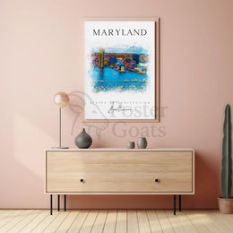 Baltimore Harbor Scenic Artistic Travel Poster PosterGoat