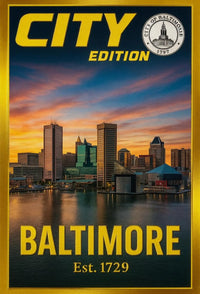 Baltimore Inner Harbor Cityscape Travel Poster PosterGoat