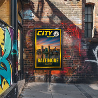 Baltimore Inner Harbor Cityscape Travel Poster PosterGoat