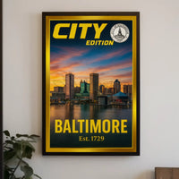 Baltimore Inner Harbor Cityscape Travel Poster PosterGoat