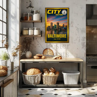 Baltimore Inner Harbor Cityscape Travel Poster PosterGoat