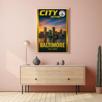 Baltimore Inner Harbor Cityscape Travel Poster PosterGoat