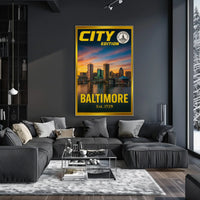 Baltimore Inner Harbor Cityscape Travel Poster PosterGoat