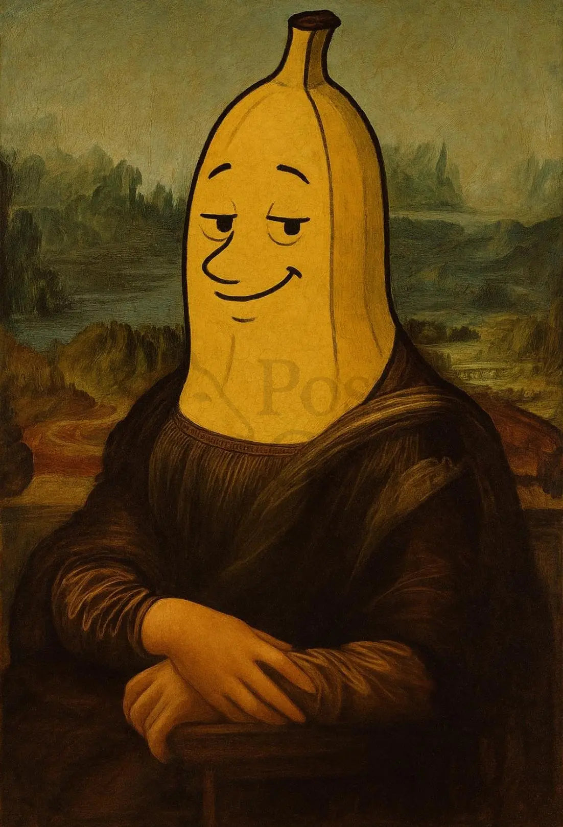 Banana Head Mona Lisa Artistic Poster PosterGoat