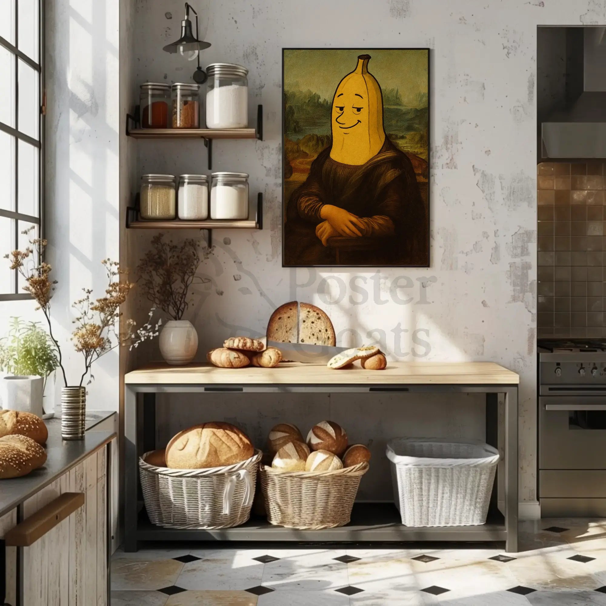 Banana Head Mona Lisa Artistic Poster PosterGoat