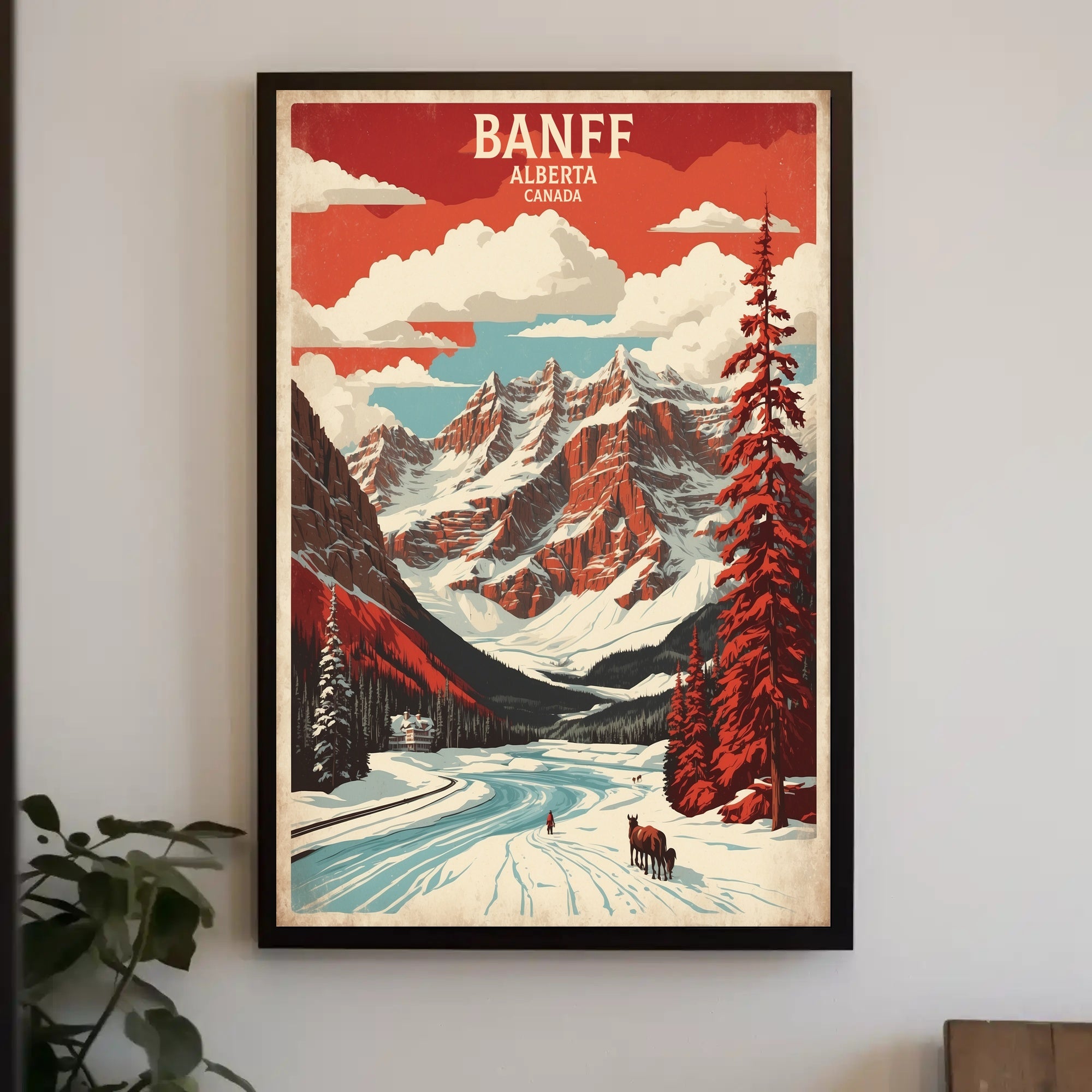 Banff Winter Landscape Masterpiece Travel Poster PosterGoat