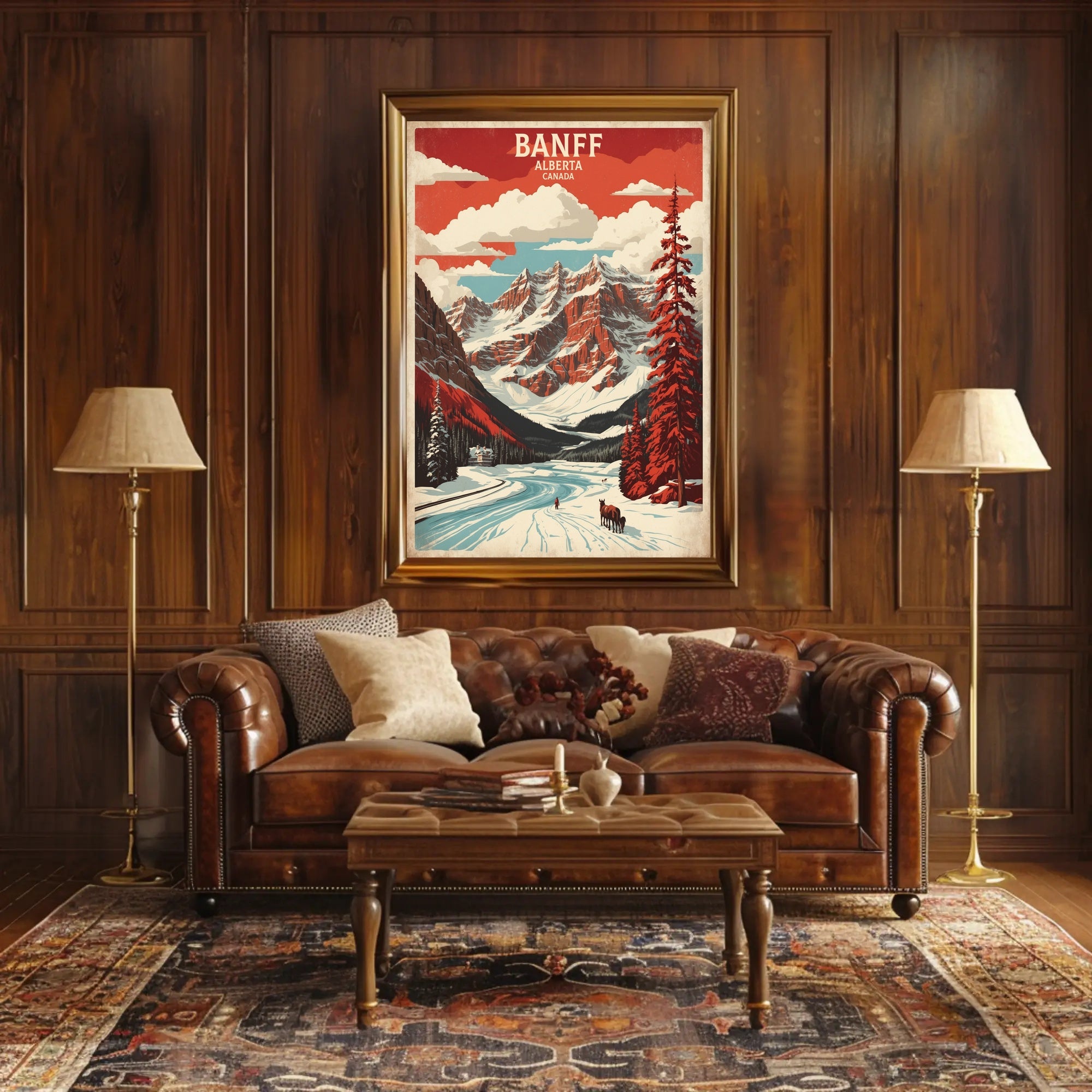 Banff Winter Landscape Masterpiece Travel Poster PosterGoat