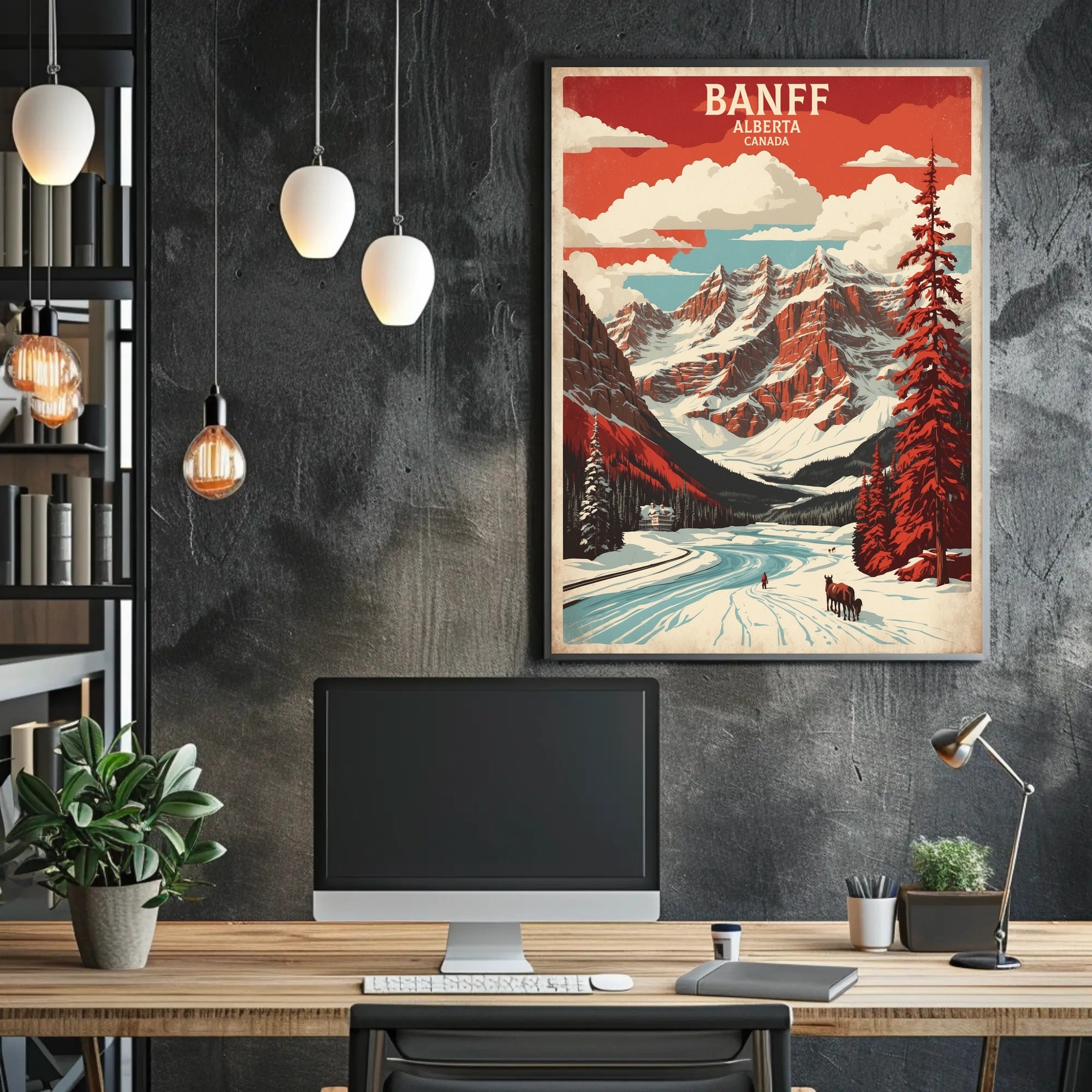 Banff Winter Landscape Masterpiece Travel Poster PosterGoat