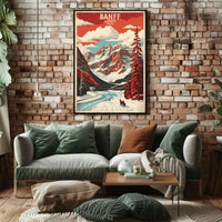 Banff Winter Landscape Masterpiece Travel Poster PosterGoat