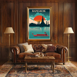 Bangkok Skyline Retro Travel Poster PosterGoat