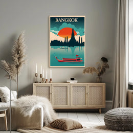 Bangkok Skyline Retro Travel Poster PosterGoat