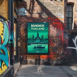 Bangkok Thailand Vibrant Stylized Cityscape Travel Poster PosterGoat