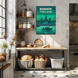 Bangkok Thailand Vibrant Stylized Cityscape Travel Poster PosterGoat