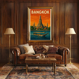 Bangkok Wat Arun Retro Travel Nostalgia Poster PosterGoat